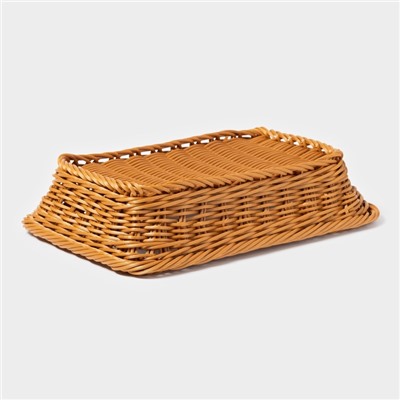 Корзинка для фруктов и хлеба Доляна «Капучино», пластик, плетёная, 30×19.5×6 см, коричневая