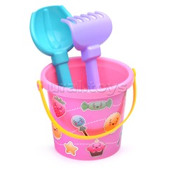 Набор №219: ведро малое с наклейкой, совок №2, грабельки №2