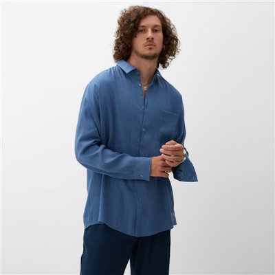 Рубашка мужская с длинным рукавом MIST, размер 48, синяя