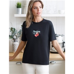 Футболка с принтом свободная эластичная из премиального хлопка