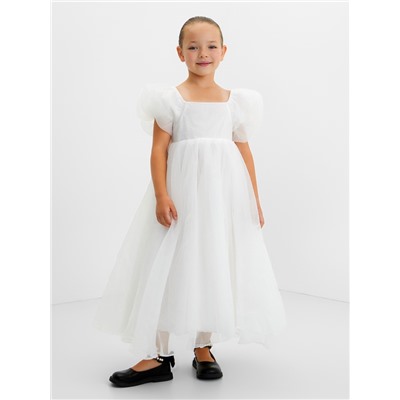Платье нарядное для девочки KAFTAN, с воздушными рукавами, рост 98-104, белое