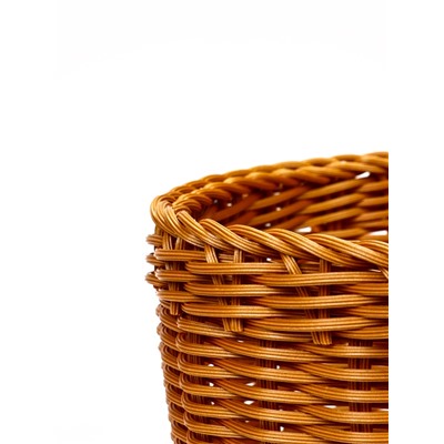 Корзина плетёная для хранения, 35×22×21 см, ручка h=17 см, пластиковая, коричневая