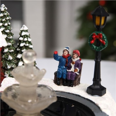 Светодиодная фигура «Новогодний фонтан» 23×18×13 см, полистоун, батарейки ААх3 (не в комплекте), USB, свечение тёплое белое