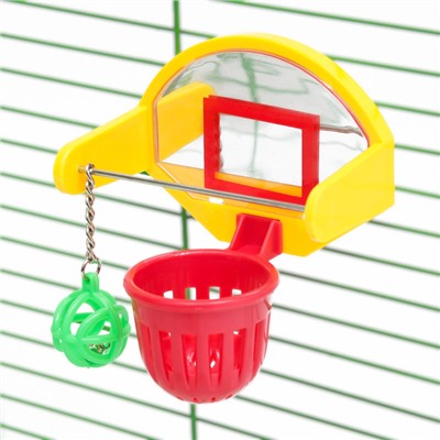 Игрушка для птиц «Баскетбольное кольцо», 9.5×11×6 см (мяч 2.5 см, корзина 4.6 см)