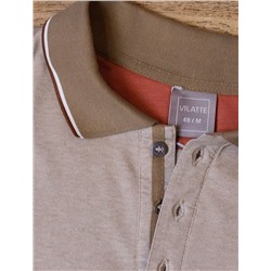 Футболка поло с воротником на пуговицах из полотна пике с меланжевым плетением с эластаном