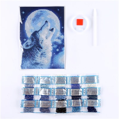 Алмазная мозаика с полным заполнением на холсте «Волк», 15×21 см