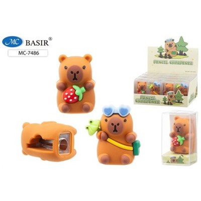 Точилка + ластик "КАПИБАРА" 3,8х3 см ассорти МС-7486 Basir