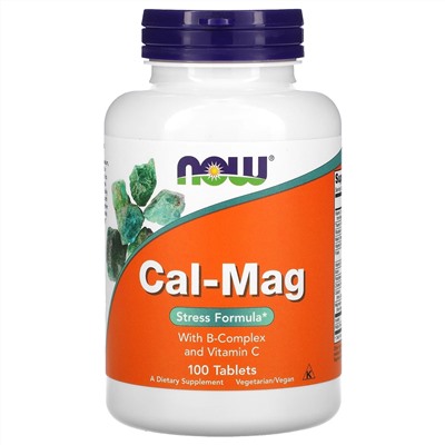 Now Foods, Cal-Mag, Stress Formula, для снятия стресса, 100 таблеток