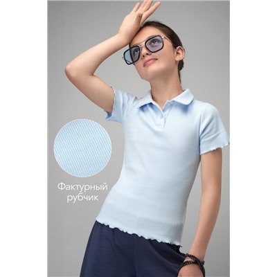 Блузка-поло в рубчик для девочки Happyfox