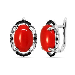 Серьги из серебра коралл, МЦВА261