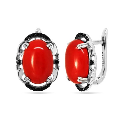 Серьги из серебра коралл, МЦВА261