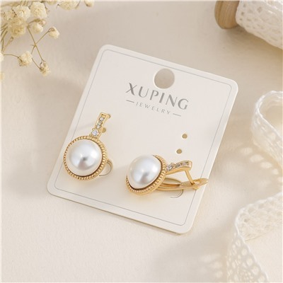 Серьги коллекция "Xuping" покрытие позолота, вставка: фианиты и искусственный жемчуг, арт.004.028