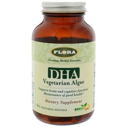 Flora, ДГК из водорослей, 60 вегетарианских мягких желатиновых капсул