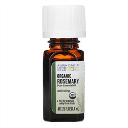 Aura Cacia, чистое эфирное масло, органический розмарин, 7,4 мл (0,25 жидк. унции)