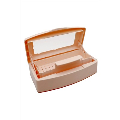 Nail Art Бокс для стерилизации и дезинфекции инструментов с прозрачной крышкой, персиковый KRISTALLER, 1119447