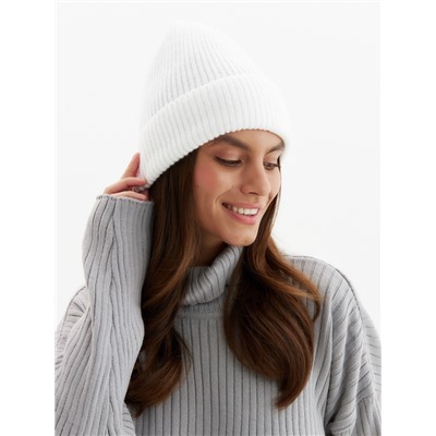 Шапка с подворотом женская MINAKU, размер 54-56, белая