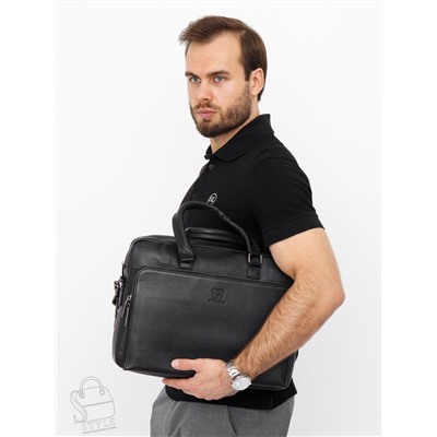 Портфель мужской кожаный 68001 black Fuzhiniao в Новосибирске