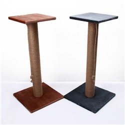 Когтеточка с высоким и толстым столбиком и площадкой, джут, 40×40×84 см, микс цветов