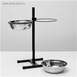 Подставка с мисками, 2×2.5 л, высота 60 см, разборная, чёрная