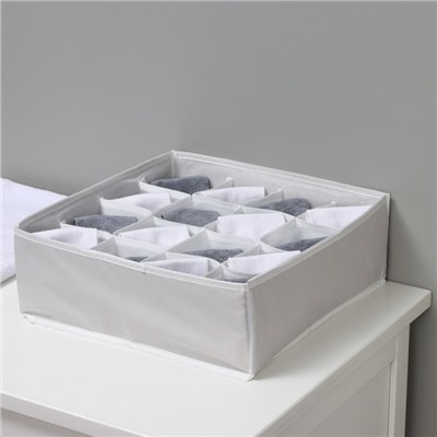 Органайзер для хранения белья LaDо́m, 16 ячеек, 32×32×12 см, серый
