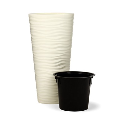 Кашпо для цветов со вставкой «Оазис», 43 л (10 л), пластик, белое