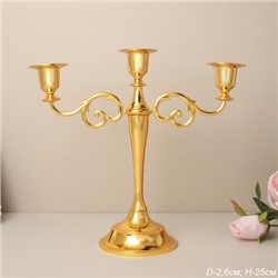 Подсвечник на 3 свечи 25 см золото / 6303G /уп 30/