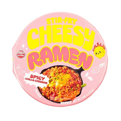 Лапша б/п острая со вкусом сыра чеддер Чизи Рамен Stir-Fry Cheesy Ramen Spicy Chili & Cheddar Otoki (Ottogi), Корея, 110 г Акция