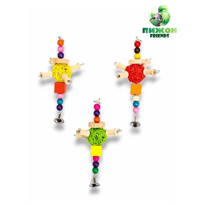 Игрушка для птиц «Деревяшка», 22×9 см, цвет МИКС