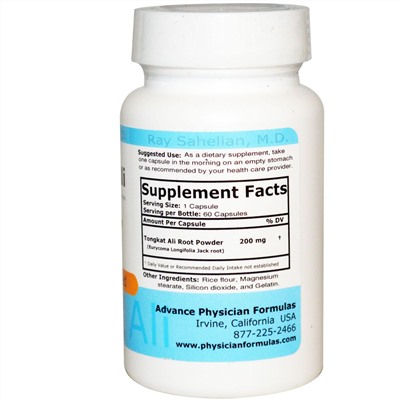 Advance Physician Formulas, Тонгкат Али, 200 мг, 60 капсул