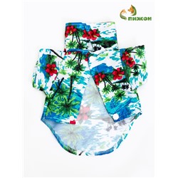 Рубашка для собак «Тропики», размер S, ДС 25, ОГ 35, ОШ 23 см, голубая