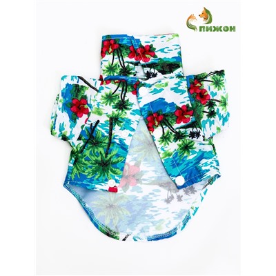 Рубашка для собак «Тропики», размер S, ДС 25, ОГ 35, ОШ 23 см, голубая