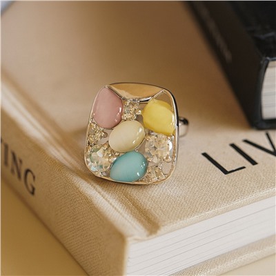 Кольцо 18 р ювелирная бижутерия коллекция "Дубай" покрытие посеребрение, вставка: искусственный камень кошачий глаз и фианиты, арт.007.141-18