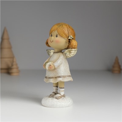 Фигурка полистоун «Ангелочек с хвостиками, в сером платье», 6.5×4.5×12 см, МИКС