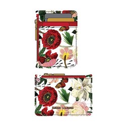 Чехол для пластик. карт на молнии "FLORA.ПИОНЫ" 14-096/02 (3 для карт, 1 для купюр и монет) Bruno Visconti