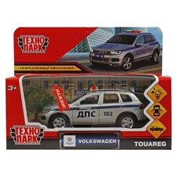 Машина металл свет-звук Volkswagen Touareg Полиция 12 см, (двер, багажник) инерц, в коробке