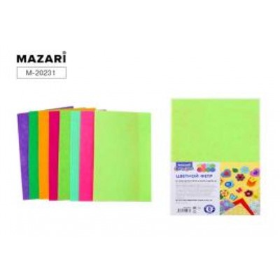 Набор цветного фетра А4 8л 8цв. АССОРТИ толщина 1 мм M-20231 Mazari