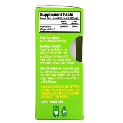 Ddrops, Liquid Vitamin D2, 1,000 IU , 0.17 fl oz ( 5 ml)
