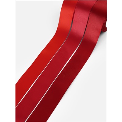 Атласная лента, набор 3 шт., 50 мм, 23±1 м, красная, бордовая