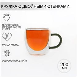 Кружка с двойными стенками Magistro «Адель», 200 мл, стекло, прозрачная
