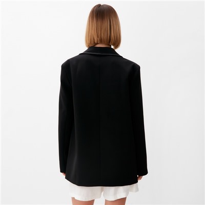 Пиджак женский с отстрочкой MINAKU: Classic, чёрный размер 46