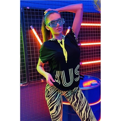 Футболка 8062 (Черный_салатовый)