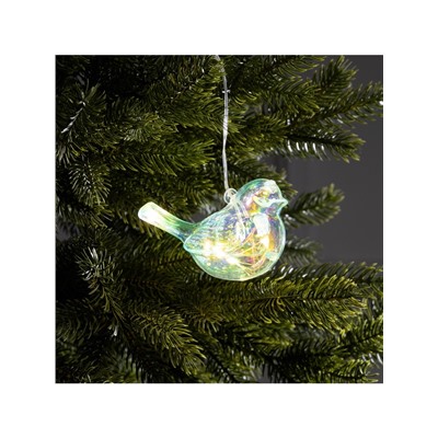 Ёлочная игрушка светодиодная «Снегирь», 10×17 см, 5 LED, от батареек ААх2, свечение тёплое белое