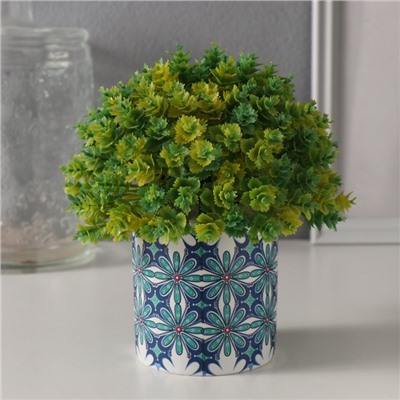 Вазон керамика «Голубые цветы» 200 мл 7.3×7.3×7.3 см