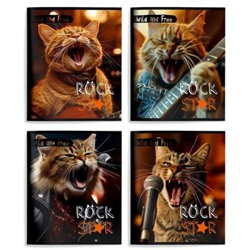 Тетрадь  48л клетка "КОТЫ-РОКЕРЫ" ВД-лак ТОК48-КР SchoolФормат