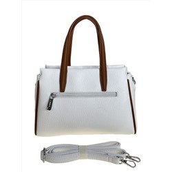 Женская сумка из искусственной кожи, цвет белый с коричневым