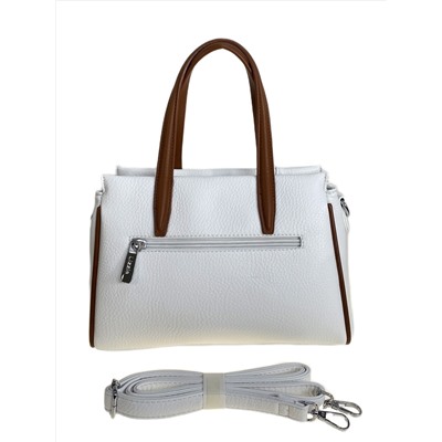 Женская сумка из искусственной кожи, цвет белый с коричневым