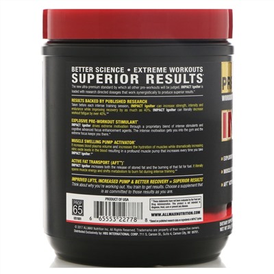 ALLMAX Nutrition, Impact Igniter Pre-Workout, Fruit Punch, 11.6 oz (328 g)