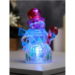 Ёлочная игрушка «Снеговик», 12 см, от батареек LR1133×3, свечение мульти (RGB)