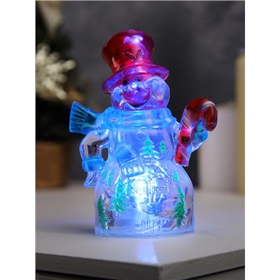 Ёлочная игрушка «Снеговик», 12 см, от батареек LR1133×3, свечение мульти (RGB)