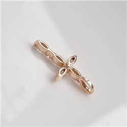 Подвеска на шею крест ювелирная бижутерия Дубайское золото, с покрытием позолотой 18К, вставка: фианит, цвет: прозрачный, арт.215.156